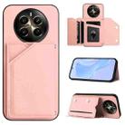 For Realme 12+ 5G / P1 5G Skin Feel Four Card Slots Phone Case with Wrist Strap(Pink) - 1