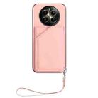 For Realme 12+ 5G / P1 5G Skin Feel Four Card Slots Phone Case with Wrist Strap(Pink) - 2