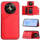 For Realme 12+ 5G / P1 5G Skin Feel Four Card Slots Phone Case with Wrist Strap(Red) - 1