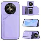 For Realme 12+ 5G / P1 5G Skin Feel Four Card Slots Phone Case with Wrist Strap(Purple) - 1