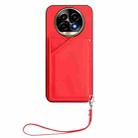 For Realme 13 Pro / 13 Pro+ 5G Skin Feel Four Card Slots Phone Case with Wrist Strap(Red) - 2