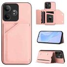 For Realme GT Neo6 SE Skin Feel Four Card Slots Phone Case with Wrist Strap(Pink) - 1