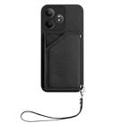 For Realme GT Neo6 SE Skin Feel Four Card Slots Phone Case with Wrist Strap(Black) - 2