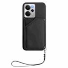For Realme 14 Skin Feel Four Card Slots Phone Case with Wrist Strap(Black) - 2