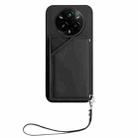 For Realme 14 Pro+ Skin Feel Four Card Slots Phone Case with Wrist Strap(Black) - 2