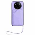 For Realme 14 Pro+ Skin Feel Four Card Slots Phone Case with Wrist Strap(Purple) - 2