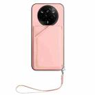 For Realme 14 Pro Skin Feel Four Card Slots Phone Case with Wrist Strap(Pink) - 2