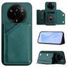 For Realme 14 Pro Skin Feel Four Card Slots Phone Case with Wrist Strap(Green) - 1