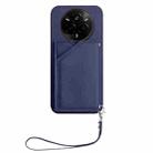 For Realme 14 Pro Skin Feel Four Card Slots Phone Case with Wrist Strap(Blue) - 2