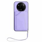 For Realme 14 Pro Skin Feel Four Card Slots Phone Case with Wrist Strap(Purple) - 2