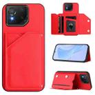 For Asus ROG Phone 8 Pro Skin Feel Four Card Slots Phone Case with Wrist Strap(Red) - 1