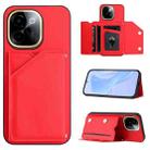 For vivo Y200 Skin Feel Four Card Slots Phone Case with Wrist Strap(Red) - 1