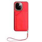 For vivo Y200 Skin Feel Four Card Slots Phone Case with Wrist Strap(Red) - 2