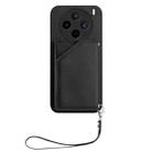 For vivo X200s Skin Feel Four Card Slots Phone Case with Wrist Strap(Black) - 2