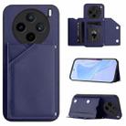 For vivo X200s Skin Feel Four Card Slots Phone Case with Wrist Strap(Blue) - 1