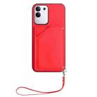 For vivo Y29 4G / T4x / Y300t Skin Feel Four Card Slots Phone Case with Wrist Strap(Red) - 2
