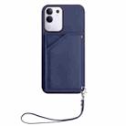 For vivo Y29 4G / T4x / Y300t Skin Feel Four Card Slots Phone Case with Wrist Strap(Blue) - 2