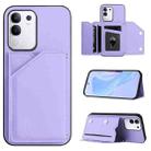 For vivo Y29 4G / T4x / Y300t Skin Feel Four Card Slots Phone Case with Wrist Strap(Purple) - 1
