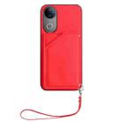 For vivo V50 / V50e Skin Feel Four Card Slots Phone Case with Wrist Strap(Red) - 2