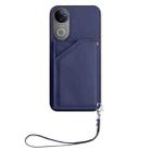 For vivo V50 / V50e Skin Feel Four Card Slots Phone Case with Wrist Strap(Blue) - 2