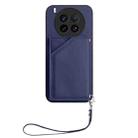For vivo X200 Ultra Skin Feel Four Card Slots Phone Case with Wrist Strap(Blue) - 2