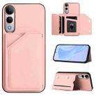 For vivo V50 Lite 4G Skin Feel Four Card Slots Phone Case with Wrist Strap(Pink) - 1