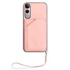 For vivo V50 Lite 4G Skin Feel Four Card Slots Phone Case with Wrist Strap(Pink) - 2