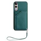 For vivo V50 Lite 4G Skin Feel Four Card Slots Phone Case with Wrist Strap(Green) - 2
