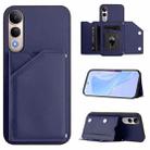 For vivo V50 Lite 4G Skin Feel Four Card Slots Phone Case with Wrist Strap(Blue) - 1