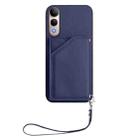 For vivo V50 Lite 4G Skin Feel Four Card Slots Phone Case with Wrist Strap(Blue) - 2