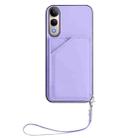 For vivo V50 Lite 4G Skin Feel Four Card Slots Phone Case with Wrist Strap(Purple) - 2