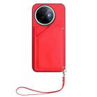 For vivo Y39 5G / Y300i Skin Feel Four Card Slots Phone Case with Wrist Strap(Red) - 2