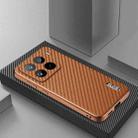 For Xiaomi 15 Pro AZNS Electroplated Edge Carbon Fiber Texture Phone Case(Brown) - 2