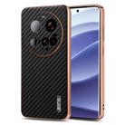 For Xiaomi 15 Ultra AZNS Electroplated Edge Carbon Fiber Texture Phone Case(Black) - 1