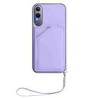 For OnePlus Nord CE4 Lite 5G Skin Feel Four Card Slots Phone Case with Wrist Strap(Purple) - 2