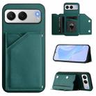 For OnePlus Nord 4 Skin Feel Four Card Slots Phone Case with Wrist Strap(Green) - 1