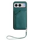 For OnePlus Nord 4 Skin Feel Four Card Slots Phone Case with Wrist Strap(Green) - 2