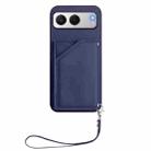 For OnePlus Nord 4 Skin Feel Four Card Slots Phone Case with Wrist Strap(Blue) - 2