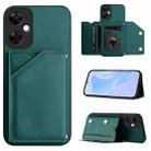 For OnePlus Nord CE 3 Lite Skin Feel Four Card Slots Phone Case with Wrist Strap(Green) - 1