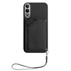 For OnePlus Nord CE4 Skin Feel Four Card Slots Phone Case with Wrist Strap(Black) - 2