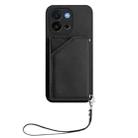 For OnePlus 13T Skin Feel Four Card Slots Phone Case with Wrist Strap(Black) - 2
