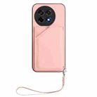 For OnePlus Ace 5 / Ace 5 Pro Skin Feel Four Card Slots Phone Case with Wrist Strap(Pink) - 2