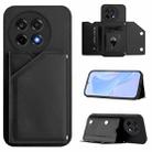 For OnePlus Ace 5 / Ace 5 Pro Skin Feel Four Card Slots Phone Case with Wrist Strap(Black) - 1