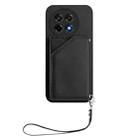 For OnePlus Ace 5 / Ace 5 Pro Skin Feel Four Card Slots Phone Case with Wrist Strap(Black) - 2