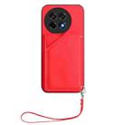 For OnePlus Ace 5 / Ace 5 Pro Skin Feel Four Card Slots Phone Case with Wrist Strap(Red) - 2
