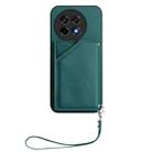 For OnePlus Ace 5 / Ace 5 Pro Skin Feel Four Card Slots Phone Case with Wrist Strap(Green) - 2