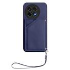 For OnePlus Ace 5 / Ace 5 Pro Skin Feel Four Card Slots Phone Case with Wrist Strap(Blue) - 2