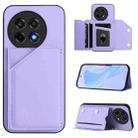 For OnePlus Ace 5 / Ace 5 Pro Skin Feel Four Card Slots Phone Case with Wrist Strap(Purple) - 1