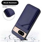 For Google Pixel 8 Skin Feel Four Card Slots Phone Case with Wrist Strap(Blue) - 3
