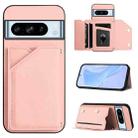 For Google Pixel 8 Pro Skin Feel Four Card Slots Phone Case with Wrist Strap(Pink) - 1